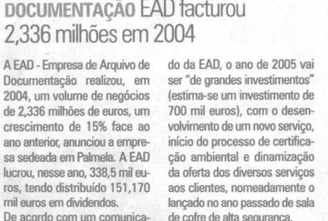 EAD faturou 2,336 milhões em 2004