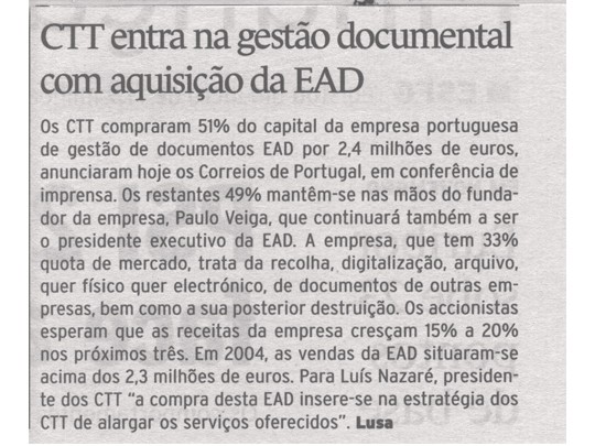CTT entra na gestão documental com aquisição da EAD