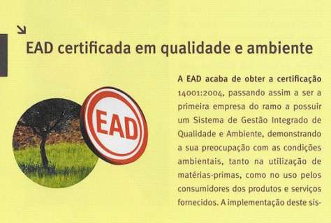 EAD certificada em qualidade e ambiente
