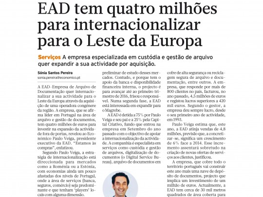 EAD tem quatro milhões para internacionalizar para o Leste da Europa