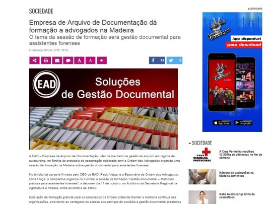 Empresa de Arquivo de Documentação dá formação a advogados na Madeira