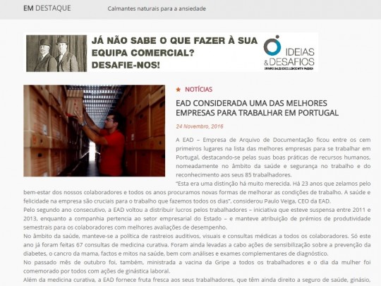 EAD considerada uma das melhores empresas para trabalhar em Portugal