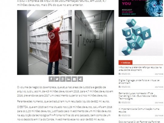 EAD aumenta faturação para 4,7 milhões de euros