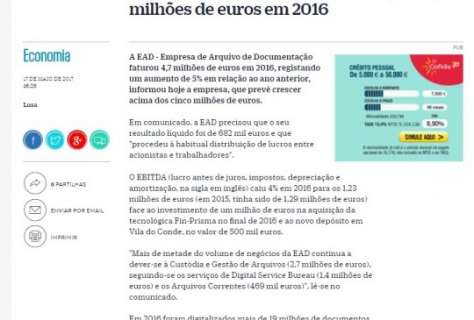 EAD aumentou facturação em 5% para 4,7 milhões de euros em 2016