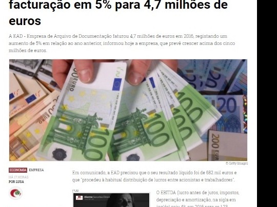 Arquivo de Documentação subiu facturação em 5% para 4,7 milhões de euros