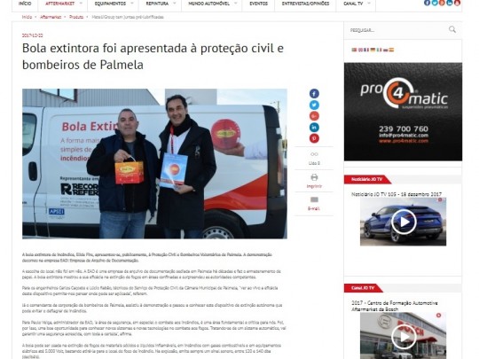 Bola extintora foi apresentada à proteção civil e bombeiros de Palmela