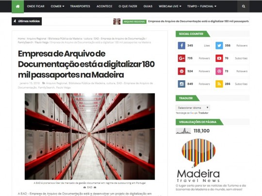 Empresa de Arquivo de Documentação está a digitalizar 180 mil passaportes na Madeira