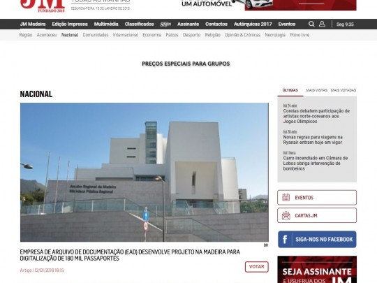 Empresa de Arquivo de Documentação (EAD) desenvolve projeto na Madeira para digitalização de180 mil passaportes
