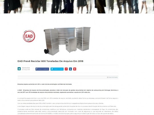 EAD Prevê Reciclar 600 Toneladas De Arquivo Em 2018