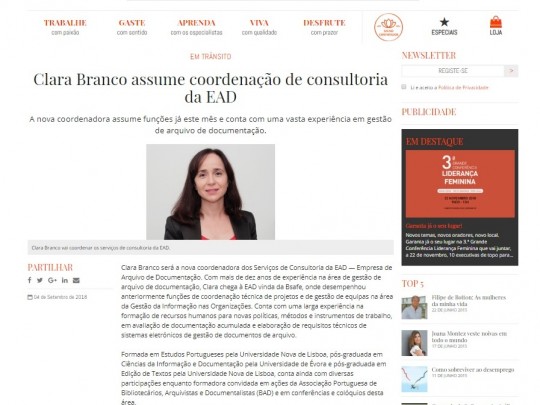 Clara Branco assume coordenação de consultoria da EAD