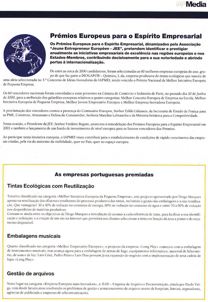 Prémios europeus para o espírito empresarial