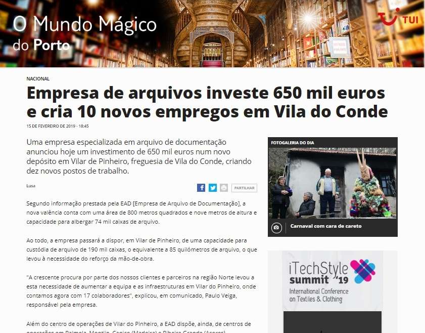 Empresa de arquivos investe 650 mil euros e cria 10 novos empregos em Vila do Conde