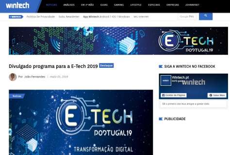 Divulgado programa para a E-Tech 2019