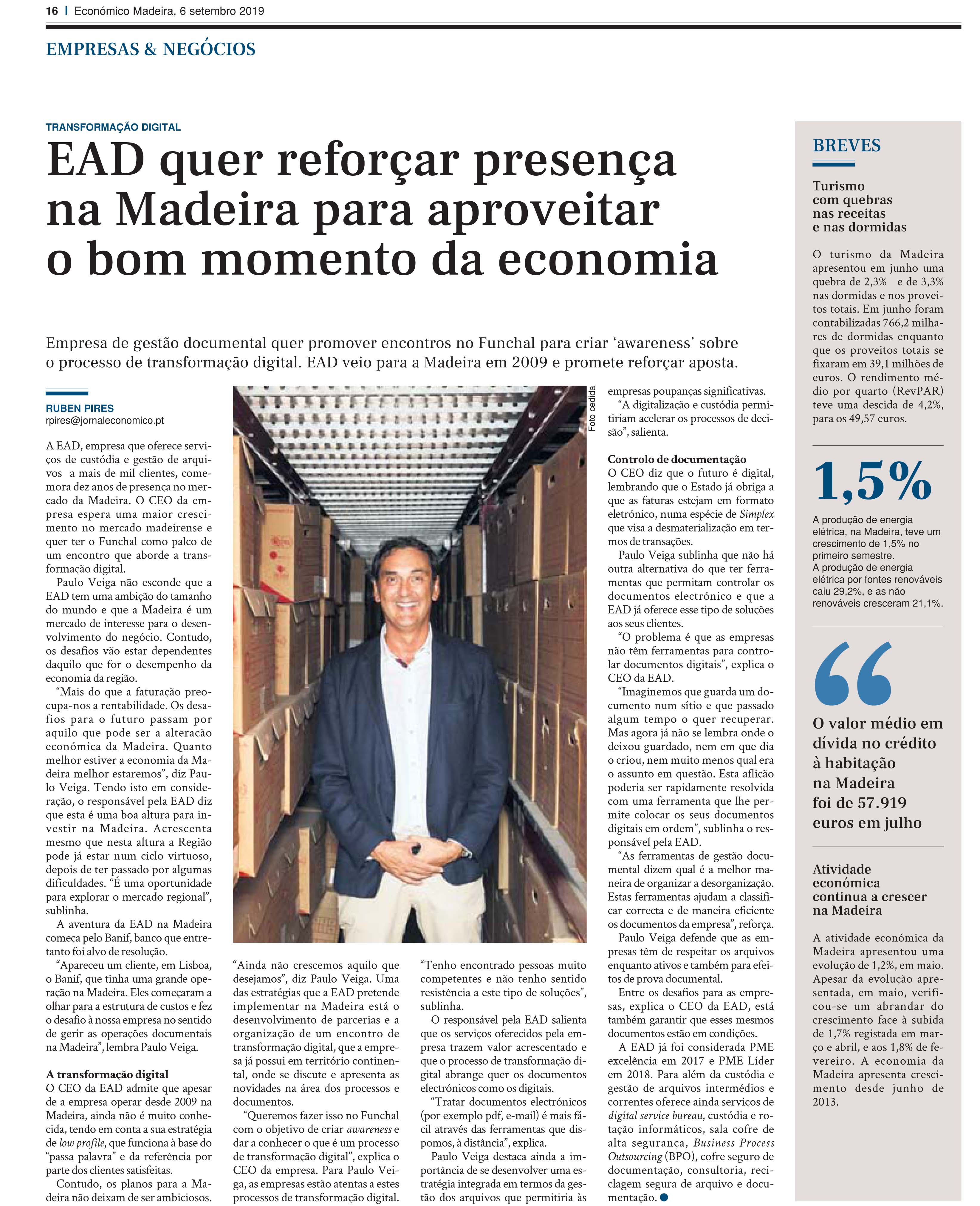 EAD quer reforçar presença na Madeira para aproveitar o bom momento da economia