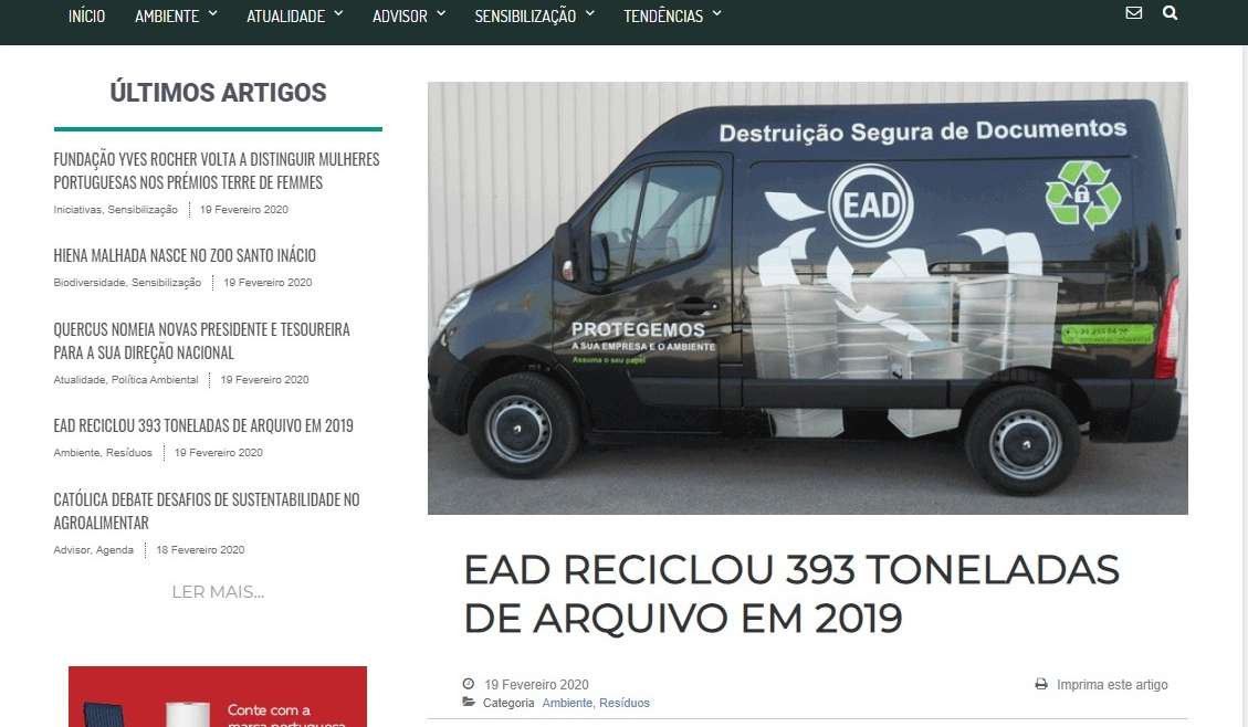 EAD reciclou 393 toneladas de arquivo em 2019