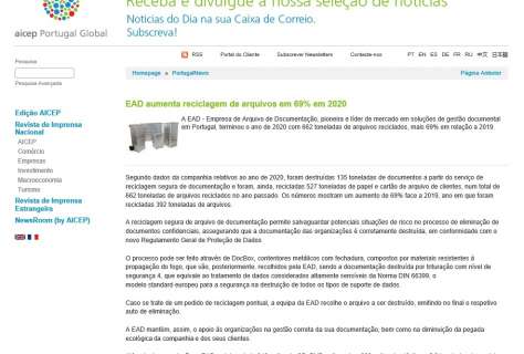 EAD aumenta reciclagem de arquivos em 69% em 2020