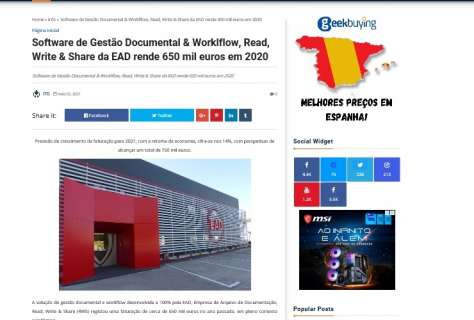 Software de Gestão Documental & Worklflow, Read, Write & Share da EAD rende 650 mil euros em 2020