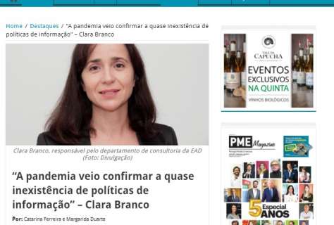 “A pandemia veio confirmar a quase inexistência de políticas de informação” – Clara Branco