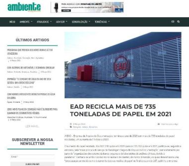 EAD recicla mais de 735 toneladas de papel em 2021