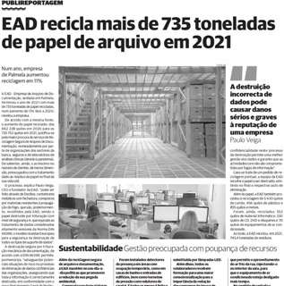 EAD recicla mais de 735 toneladas de papel de arquivo em 2021