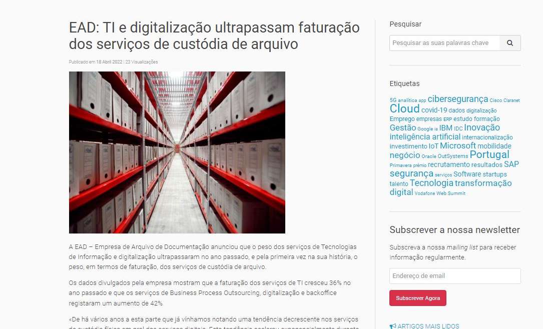 EAD: TI e digitalização ultrapassam faturação dos serviços de custódia de arquivo